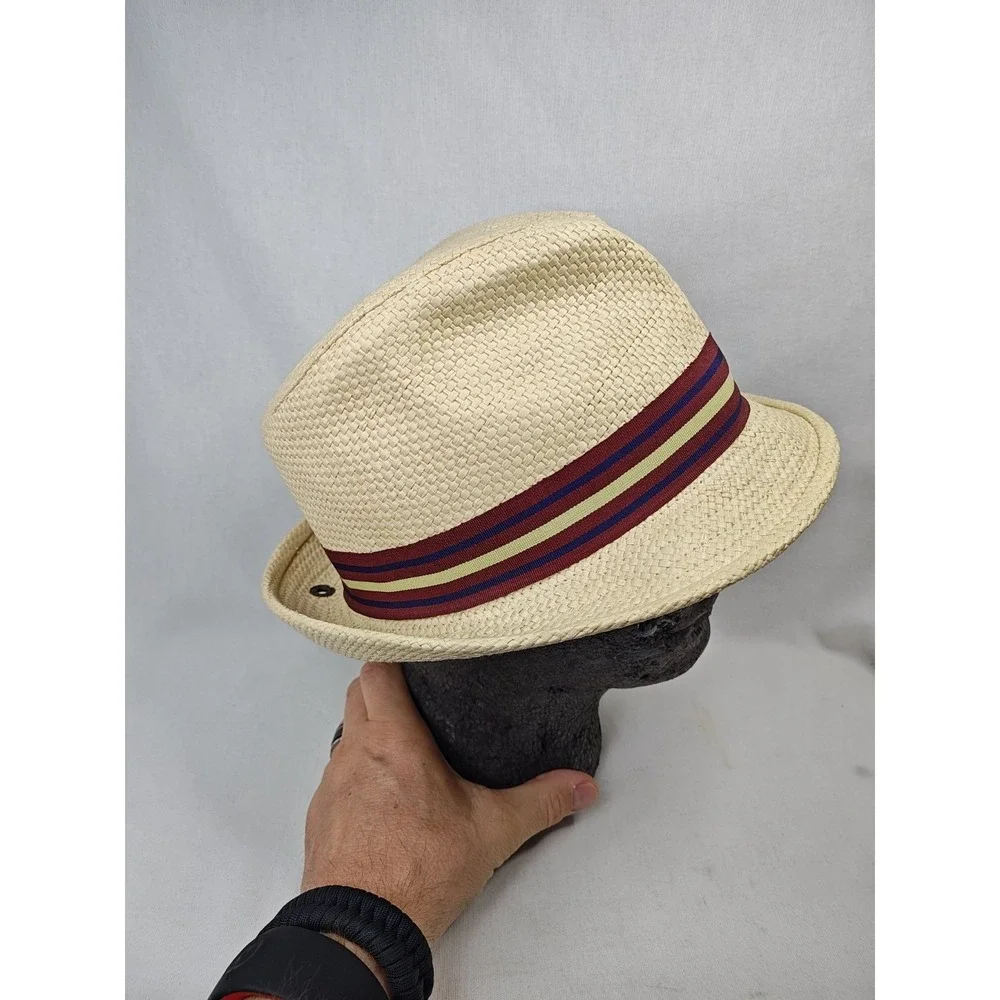 Peter Grimm 100% Paper Natural Straw Hat Men's Fedora‎ Front Lined Trilby O/S
